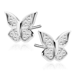 Cercei argint fluturasi cu pietre DiAmanti Z1067ER_W-DIA (Argint 925‰ 1 g.)